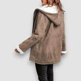 Geacă de damă de iarnă cu căptușeală cu glugă clasic confortabilă călduroasă