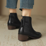 Botine de damă negru mini cu toc cu șireturi elegante impermeabile