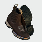 Botine de damă maro din piele ecologică cu talpă cu șireturi casual chic elastic modern