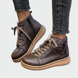 Botine de damă din piele ecologică cu fermoar cu talpă cu șireturi moale modern elegante