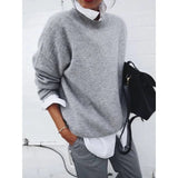 Pulover de damă gri de iarnă lung casual călduros elegant moale modern