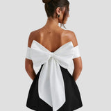 Rochie de damă mini cu fundiță lejeră