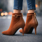 Botine de damă cu toc casual chic moale modern elegante