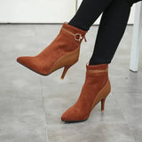 Botine de damă cu toc casual chic moale modern elegante