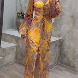 Rochie de damă de seară cu decolteu cu mâneci lungă
