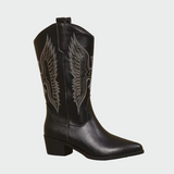 Botine de damă negru cu toc cu broderie uni clasic confortabile