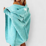 Cardigan de damă larg lung oversize relaxat cu glugă confortabil elegant modern