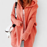 Cardigan de damă larg lung oversize relaxat cu glugă confortabil elegant modern
