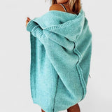 Cardigan de damă larg lung oversize relaxat cu glugă confortabil elegant modern