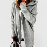 Cardigan de damă larg lung oversize relaxat cu glugă confortabil elegant modern