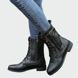 Botine de damă maro cu fermoar cu talpă cu șireturi casual confortabile
