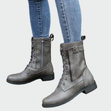 Botine de damă maro cu fermoar cu talpă cu șireturi casual confortabile