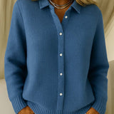 Cardigan de damă tricotat mini cu guler cu nasturi clasic elegant moale