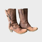 Botine de damă de iarnă cu căptușeală cu fermoar cu nasturi cu toc moale confortabile