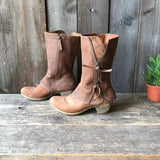 Botine de damă de iarnă cu căptușeală cu fermoar cu nasturi cu toc moale confortabile