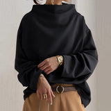 Pulover de damă negru mini cu guler înalt chic confortabil călduros elegant modern