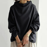 Pulover de damă negru mini cu guler înalt chic confortabil călduros elegant modern