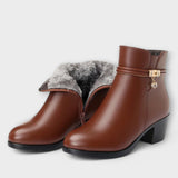 Botine de damă de iarnă maxi cu căptușeală cu fermoar cu toc moale elegante