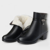 Botine de damă de iarnă maxi cu căptușeală cu fermoar cu toc moale elegante
