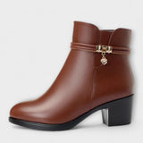 Botine de damă de iarnă maxi cu căptușeală cu fermoar cu toc moale elegante