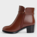 Botine de damă de iarnă maxi cu căptușeală cu fermoar cu toc moale elegante