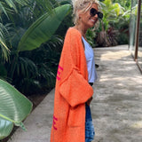 Cardigan de damă lung midi oversize relaxat moale