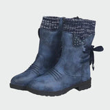 Botine de damă de iarnă cu fermoar cu talpă antiderapantă cu șireturi uni modern