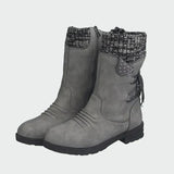 Botine de damă de iarnă cu fermoar cu talpă antiderapantă cu șireturi uni modern