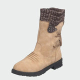 Botine de damă de iarnă cu fermoar cu talpă antiderapantă cu șireturi uni modern