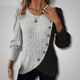 Cămașă de damă tricotat lung cu nasturi casual confortabil elegant moale