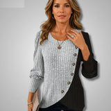Cămașă de damă tricotat lung cu nasturi casual confortabil elegant moale