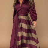 Rochie de damă de gală cu dungi cu imprimeu