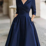Pulover de damă 3-4 lejer midi cu mâneci clasic elegant