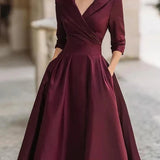 Pulover de damă 3-4 lejer midi cu mâneci clasic elegant