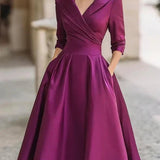 Pulover de damă 3-4 lejer midi cu mâneci clasic elegant