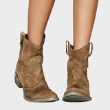 Botine de damă maro cu talpă antiderapantă cu toc vintage casual clasic moale elegante