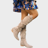 Botine de damă bej cu fermoar cu toc chic moale elegante relaxate