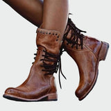 Botine de damă cu toc cu șireturi uni vintage casual chic confortabile