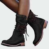 Botine de damă cu toc cu șireturi uni vintage casual chic confortabile