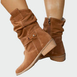 Botine de damă maro cu fermoar cu toc modern confortabile