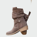 Botine de damă maro cu fermoar cu toc modern confortabile