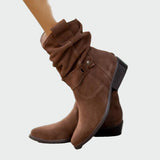 Botine de damă maro cu fermoar cu toc modern confortabile