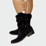 Botine de damă maro cu fermoar cu toc modern confortabile
