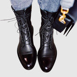 Botine de damă mini cu talpă cu șireturi moale modern elegante