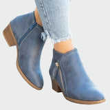 Botine de damă alb de iarnă mini cu fermoar cu toc elegante