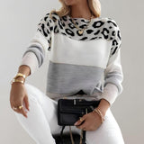 Pulover de damă lejer oversize cu imprimeu leopard chic elegant moale modern