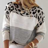 Pulover de damă lejer oversize cu imprimeu leopard chic elegant moale modern
