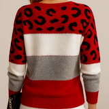 Pulover de damă lejer oversize cu imprimeu leopard chic elegant moale modern
