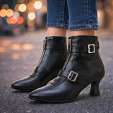 Botine de damă mini cu toc căptușite elegante lungi