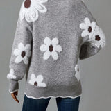 Pulover de damă mini cu decolteu cu imprimeu floral uni casual chic călduros elegant moale